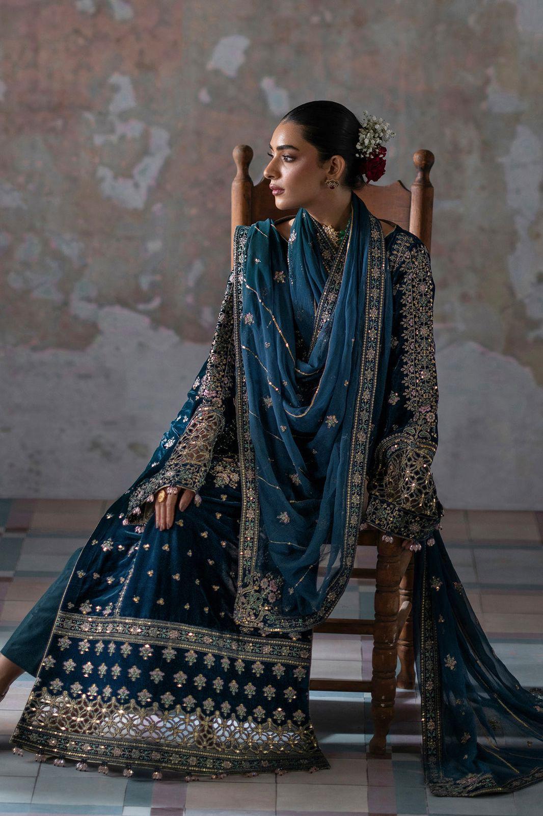 EMAN ADEEL EAY-MEHER-24 | Velvet Heavy Spangle, Hand & Adda Work Winter Suit