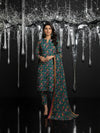 IZNIK Winter Bouquet: Classic Dhanak 3PC Suit - Dense Floral Print with Contrast Border