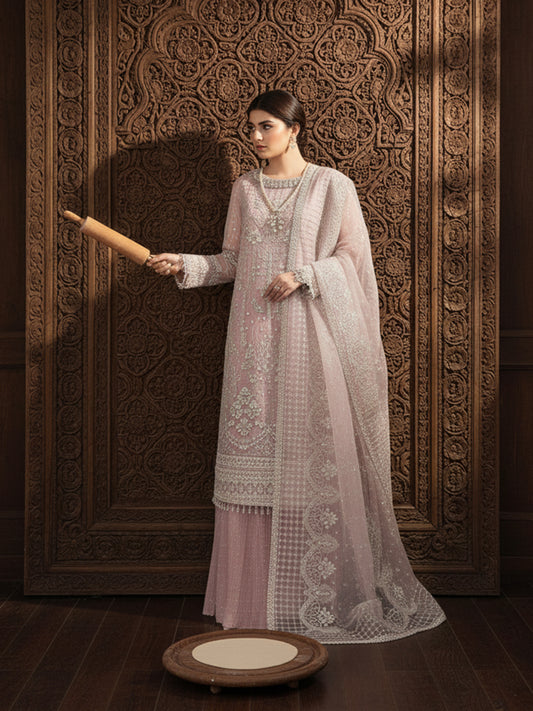 Heavy Sequins & Hand Work Formal Suit | Ready-to-Wear Cutwork Organza Dupatta & Latkans