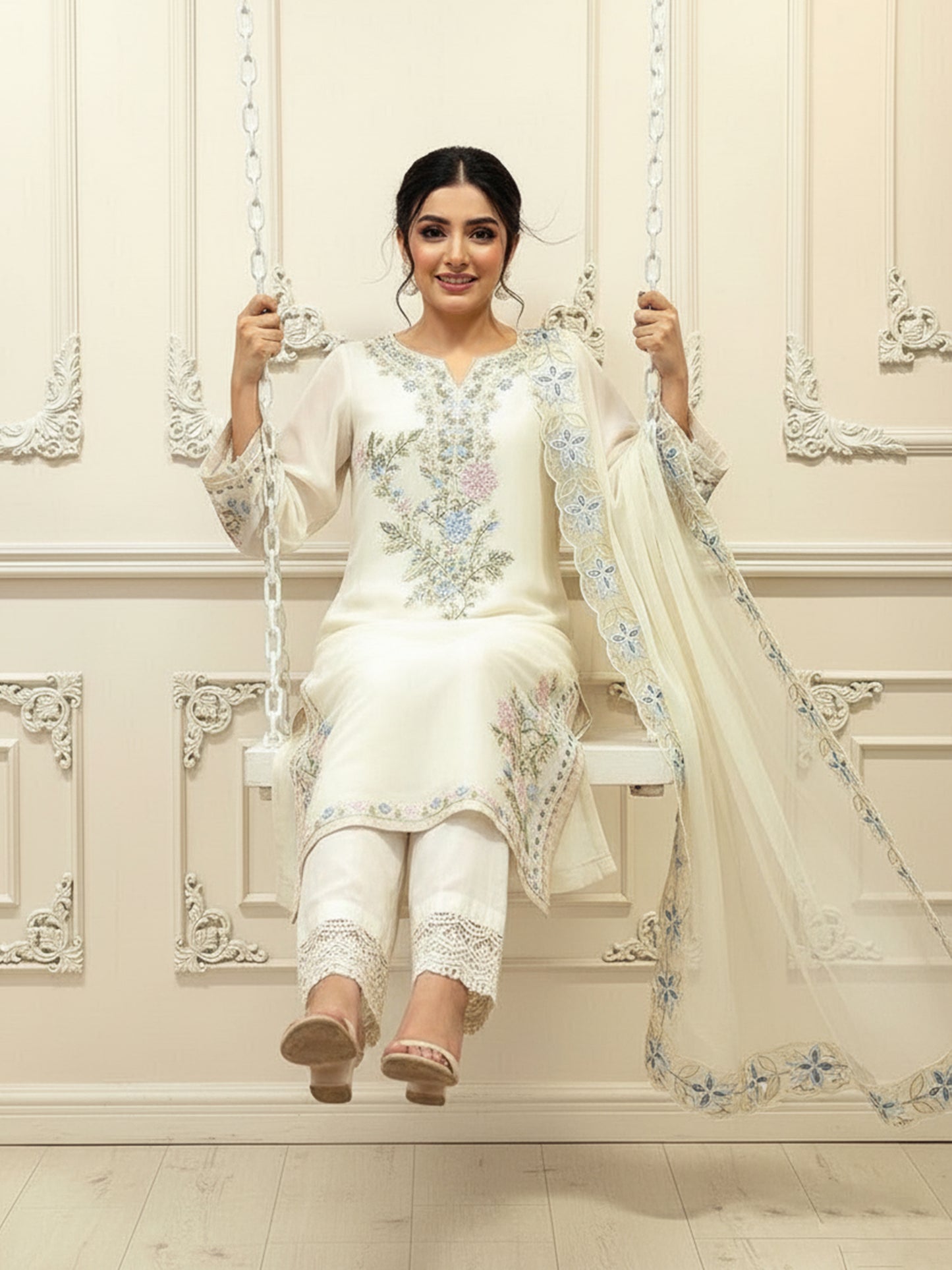 AGHA NOOR | Organza Heavy Spangle, Hand & Adda Work Festive Suit