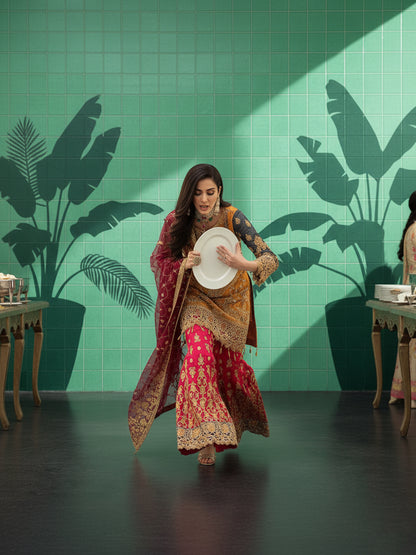 EMAN ADEEL | Restock Bridal Chiffon Embroidery Suit with Hand Work Master Replica