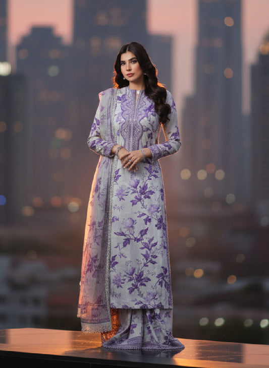 Dhanak Digital Printed 3-Piece Floral Suit: The Winter Whisper Collection