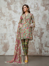 MARIA B. Bohemian Rhapsody: Printed Dhanak 3PC Suit - Vibrant All-Over Floral Design