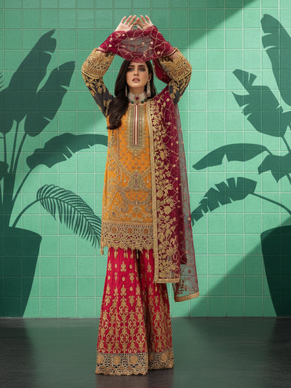 EMAN ADEEL | Restock Bridal Chiffon Embroidery Suit with Hand Work Master Replica
