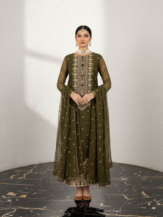 Asim Jofa Inspired Chiffon Embroidered Suit - Festive Formal Dress
