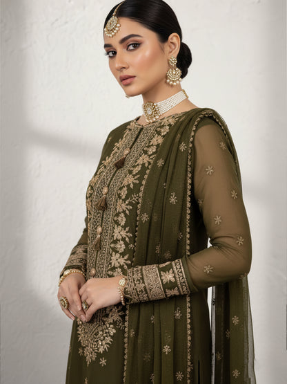 Asim Jofa Inspired Chiffon Embroidered Suit - Festive Formal Dress