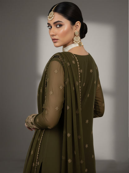Asim Jofa Inspired Chiffon Embroidered Suit - Festive Formal Dress