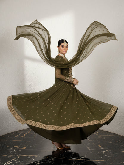Asim Jofa Inspired Chiffon Embroidered Suit - Festive Formal Dress