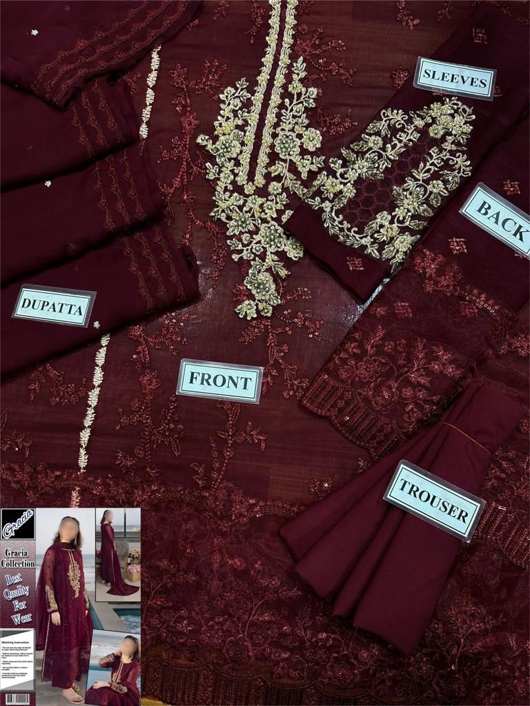 Azure – Luxury Wedding Unstitched 3PC Chiffon Ensemble