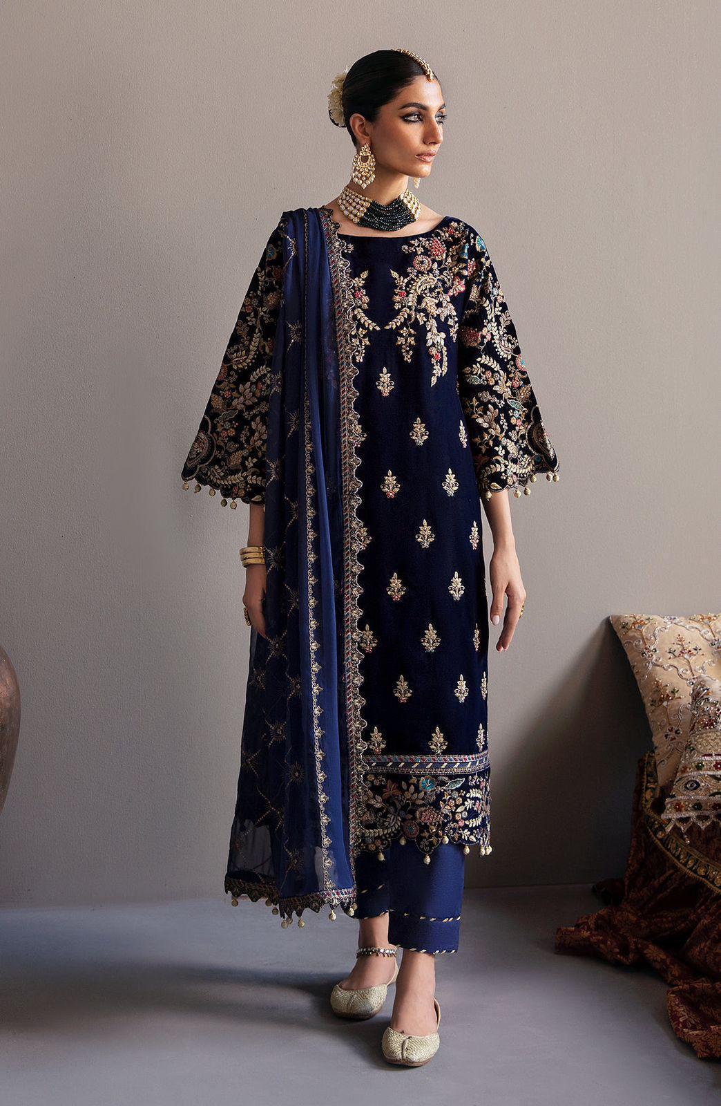 EMAAN ADEEL | Style Velvet Full Embroidered Replica Suit with Sequence & Handwork