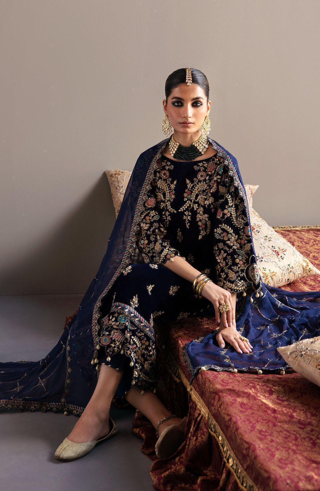 EMAAN ADEEL | Style Velvet Full Embroidered Replica Suit with Sequence & Handwork