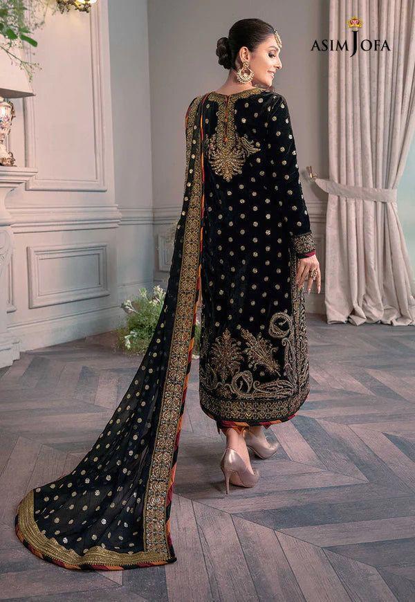 ASIM JOFA Style Black Velvet | Heavy Sequins Embroidered Replica Suit
