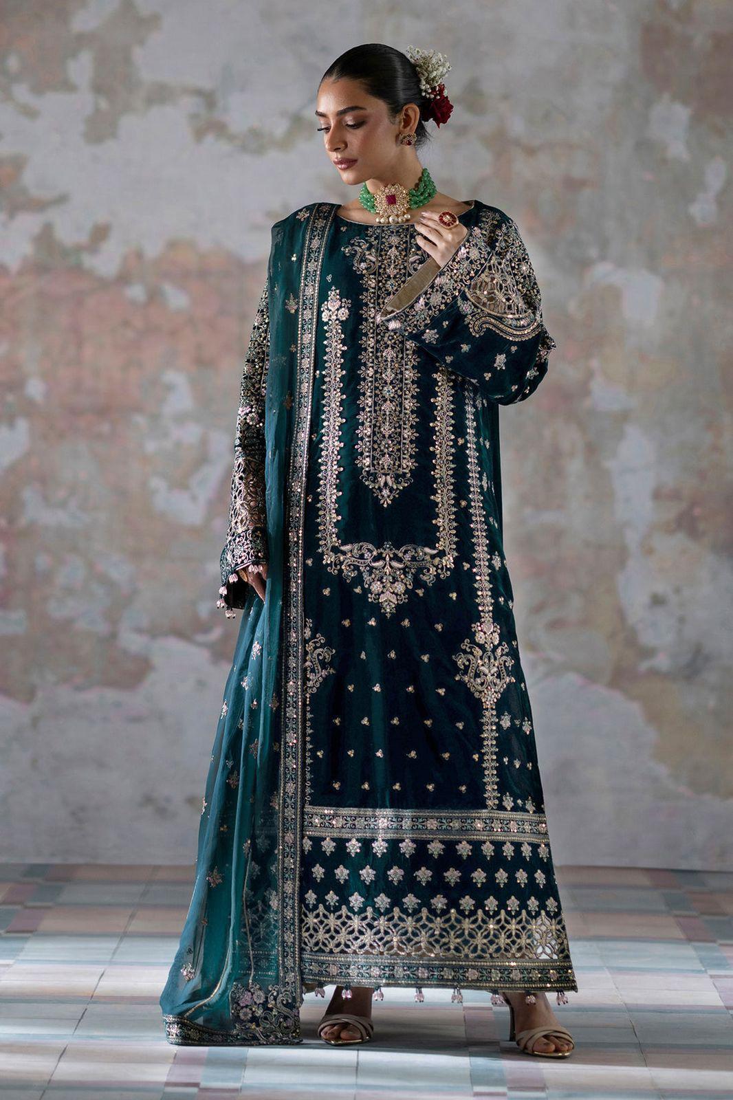 EMAN ADEEL EAY-MEHER-24 | Velvet Heavy Spangle, Hand & Adda Work Winter Suit