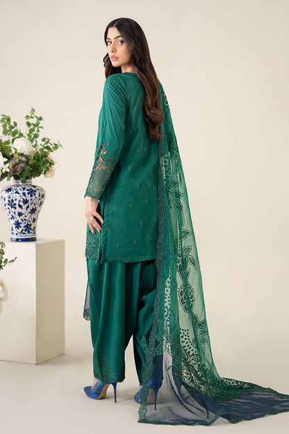 Maria B Trending Raw Silk – Teal Green Suit | Laser Cutwork & Tassels