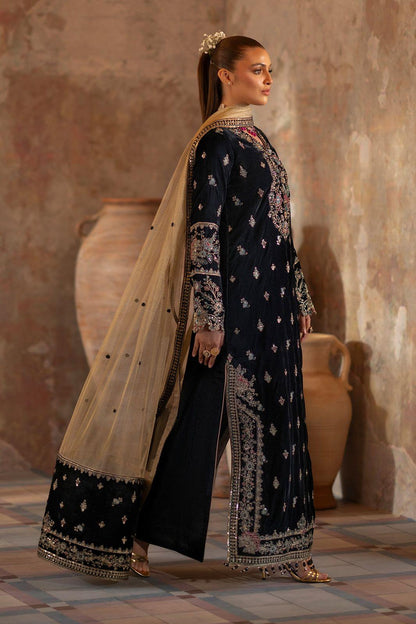 Eman Adeel Velvet Edition – Navy Blue Luxury Suit | Masoori Dupatta & Hand-Made Adda Work