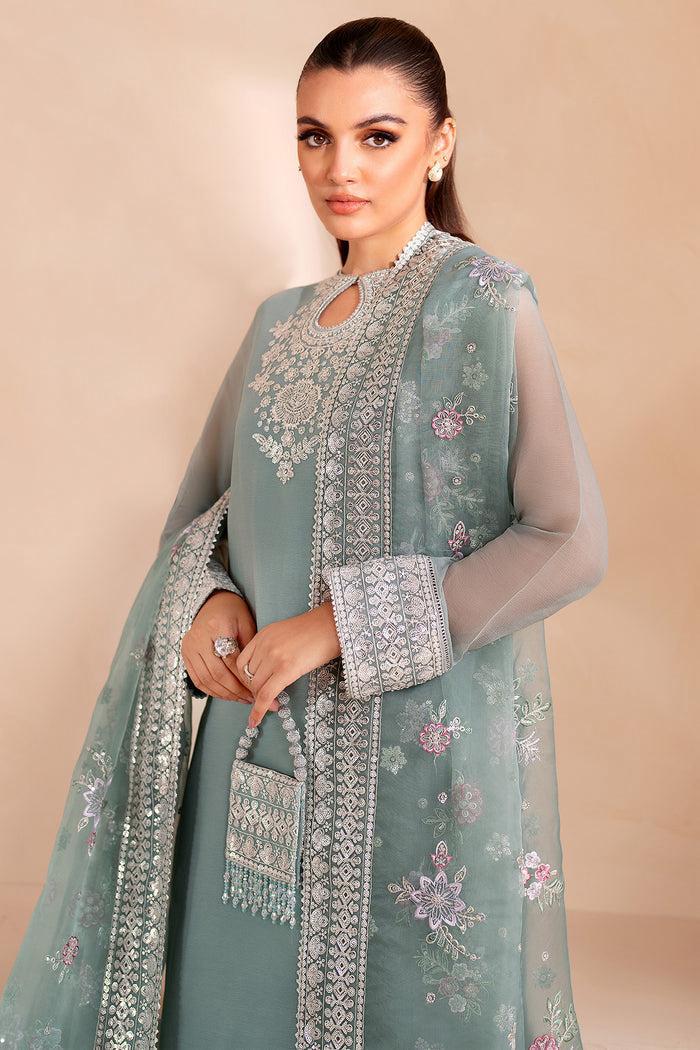 Farasha Sky Blue – Luxury Chiffon 3-Piece Suit | Embroidered Silk Trouser