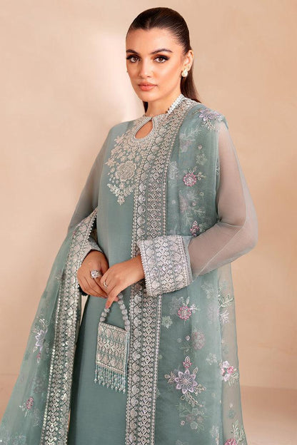 Farasha Sky Blue – Luxury Chiffon 3-Piece Suit | Embroidered Silk Trouser