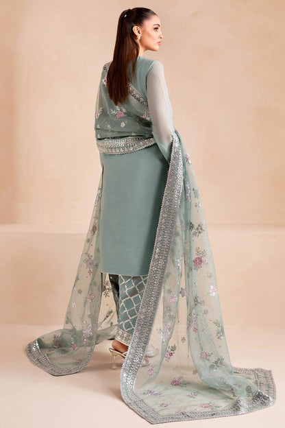Farasha Sky Blue – Luxury Chiffon 3-Piece Suit | Embroidered Silk Trouser