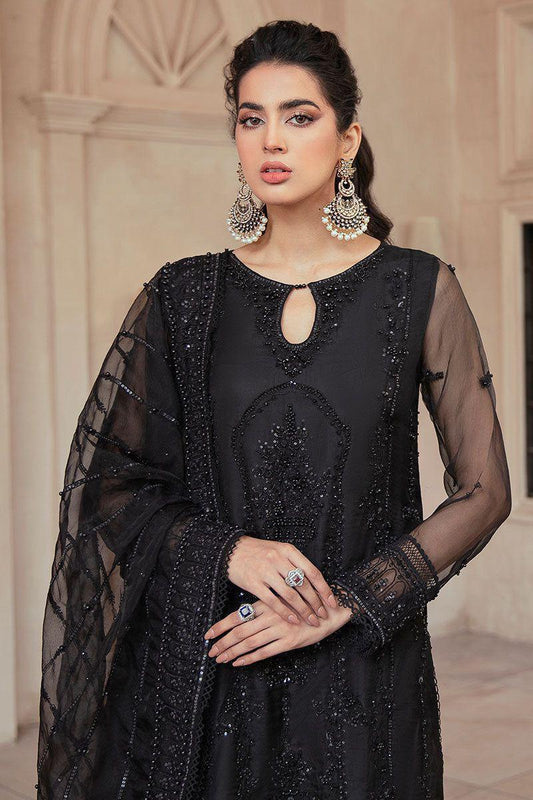 Mushq Luxury Wedding Edition – Jet Black Net Suit | Hand-Made Adda Work